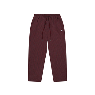美国ELEMENT滑板休闲裤男酒红色宽松复古格纹刺绣直筒运动长裤潮
