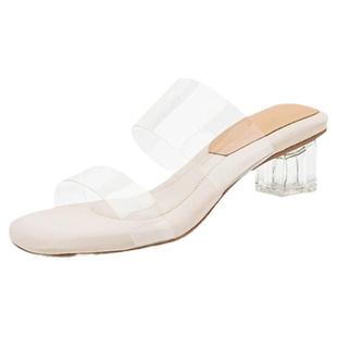 猫爷自制透明凉鞋女小个子不累脚高跟鞋踩屎感水晶凉拖鞋外穿大码