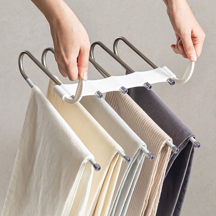 3折叠裤架多层裤子收纳多功能夹挂架裤不锈钢衣架魔术裤子防滑
