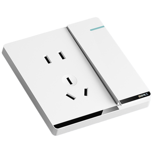 国际电工家用86型暗装墙壁一开五孔大板白色电源多孔开关插座面板