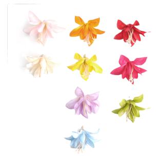 仿真百合花朵绢花头饰发饰 DIY手工假花仿真花绢花客厅桌子装饰品