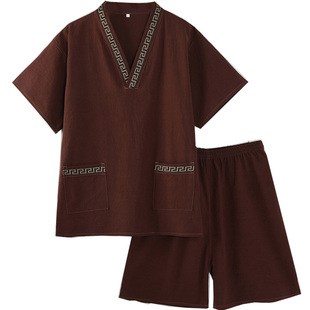 纯棉麻足浴汗蒸服男款足疗店客人衣服洗浴中心睡衣足道汤泉桑拿服