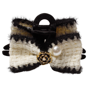 韩国小香风山茶花蝴蝶结抓夹秋冬新款气质发夹后脑勺盘发鲨鱼夹子