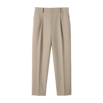 THESSNCE 经典轻奢乱麻纱质感 单褶挺缝线通勤橡筋腰直筒西裤男