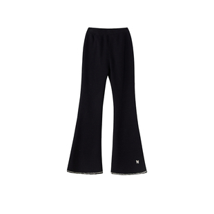 笛莎童装女童长裤冬季新款儿童女孩宝宝中童加绒喇叭裤洋气黑色裤