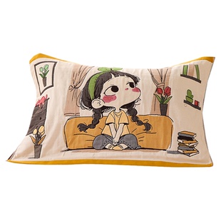 绑带八层纯棉纱布枕巾一对装新款防滑不脱落柔软透气全棉枕头盖巾