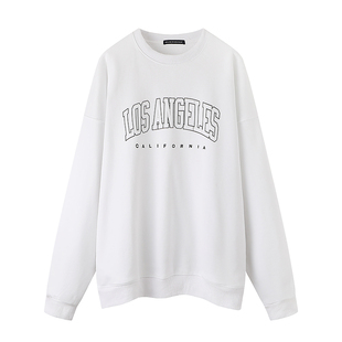 Brandy Girl美式宽松Los Angeles字母印花圆领长袖BM卫衣潮