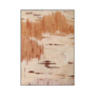 抽象客厅沙发背景墙挂画日式原木极简玄关装饰画侘寂风肌理落地画