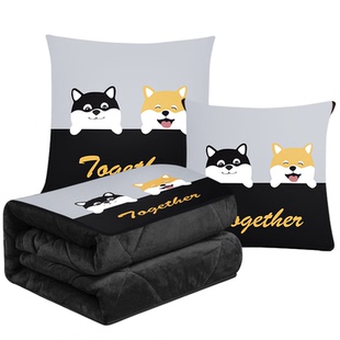 加厚冬季珊瑚绒毯子二合一午休抱枕被子两用折叠汽车载用枕头定制