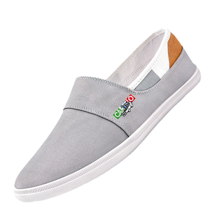 卡帝乐鳄鱼帆布鞋男秋季新款透气一脚蹬休闲百搭男士老北京布鞋潮