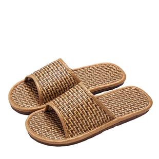 藤编拖鞋女款夏季室内家居地板防滑亚麻编织竹草编老式凉拖鞋男士