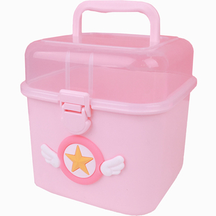 可爱卡通医药箱家用小号便携大容量学生宿舍多功能分层塑料收纳盒