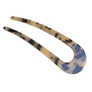 韩国U型大号小号盘头发簪丸子头簪子古风汉服豹纹色简约发插发钗