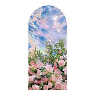 拱门形画框空白绘画油画框亚麻纯棉装饰画内框沙发背景墙玄关装饰相框异形油画画框墙壁挂画椭圆扇形画布定制