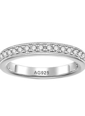 半镶钻时尚戒指925银镀金简约