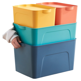 杂物收纳盒塑料收纳箱家用卧室整理箱桌面筐子有盖衣服储物篮无盖