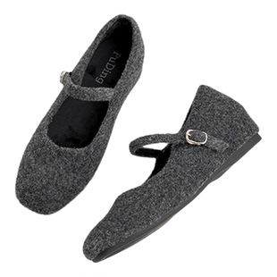 小个子内增高5cm复古玛丽珍加绒毛毛鞋女2025秋冬新款豆豆鞋单鞋