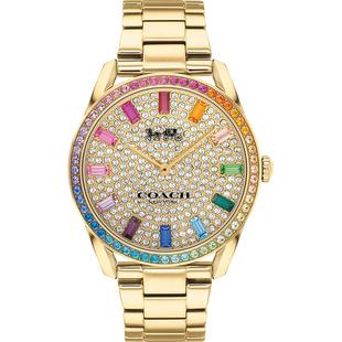 【罗一舟推荐】COACH/蔻驰PRESTON七彩盘石英手表女表情人节礼物