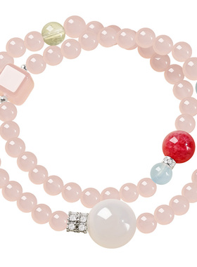 宫里上新天然粉水晶粉色手链