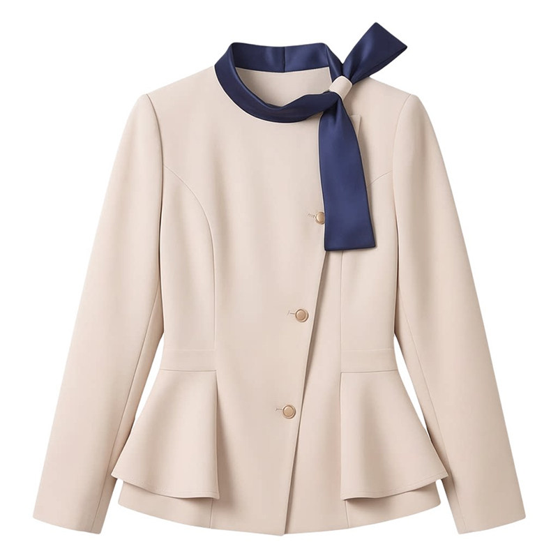 杏色西装套装女高级感秋冬工作服