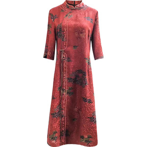 香云纱真丝连衣裙桑蚕丝长裙宽松