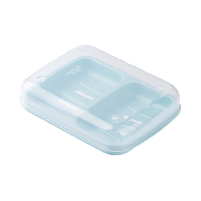 茶花双格肥皂盒带盖大号家用沥水