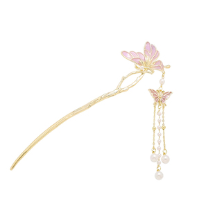 精致小众新中式蝴蝶流苏发簪子古风日常盘发簪子高级感步摇发钗女