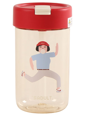 SADULT高颜值tritan塑料运动吸管水杯杯子女生便携随行咖啡杯夏季