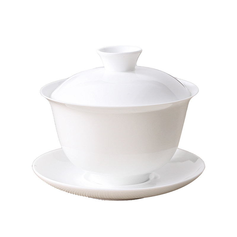 潮州高档骨瓷功夫茶具套装薄胎盖碗茶杯一整套白瓷三才泡茶小茶杯