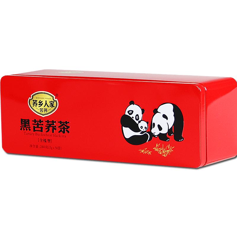 第2盒5折年貨禮盒 蕎鄉(xiāng)人家 黑苦蕎茶全株型280克鐵盒蕎麥大涼山