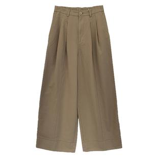 清仓特价 日杂风宽边直筒纯棉休闲裤女秋 高腰宽松垂感九分阔腿裤