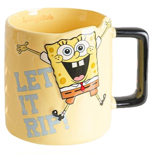 海绵宝宝陶瓷漱口杯高颜值洗漱杯情侣一对刷牙杯牙缸牙刷卫生间