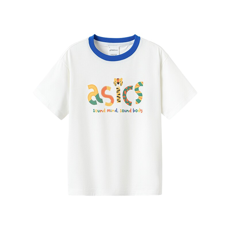 ASICS/亚瑟士童装夏季新款男女小童趣味logo棉感柔软短袖T恤