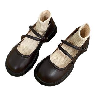 质量嘎嘎好!日系jk百搭圆头黑色玛丽珍女鞋复古厚底一字小皮鞋女