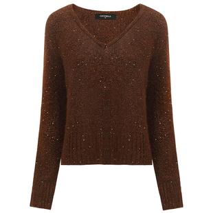 COCOBELLA美拉德穿搭细闪亮片V领毛衣秋冬上衣加厚针织衫MZ572-5