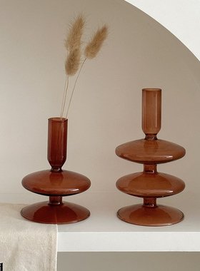 轻奢高档客厅装饰摆件摆设房间入户门复古创意桌面花瓶玻璃电视柜