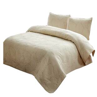 纯色绗缝被三件套美式简约绣花床盖水洗纯棉空调被衍缝夹棉床单