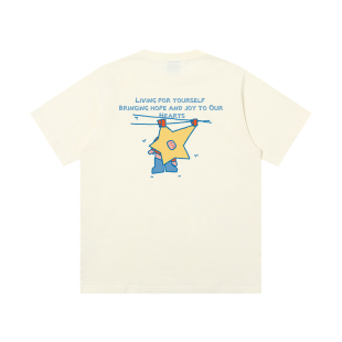 丛林老虎&插画师联名晒掉不开心情侣短袖男夏季原创设计感星星t恤