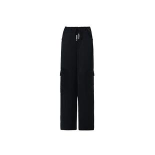 DIANA VEVINA黑色裤子女夏女小个子修身珍珠抽绳薄款宽松直筒23SS