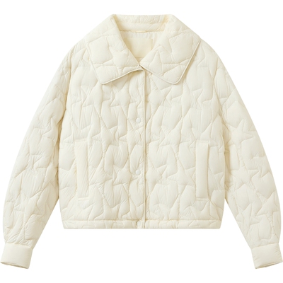 播商场同款粉色轻薄宽松短款几何绗线羽绒服女冬新款BDS4RD3834