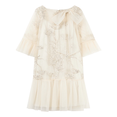 MISSCOCOON重工蕾丝绣花网纱拼接连衣裙春夏