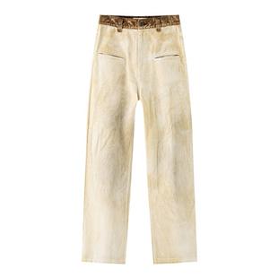 【明星同款】ORGANIC EMOTION 印花牛仔裤喷马骝水洗废土风长裤OE