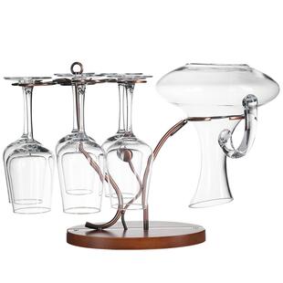 欧式实木红酒杯醒酒器一体创意悬倒挂高脚杯架子酒柜家用摆件装饰