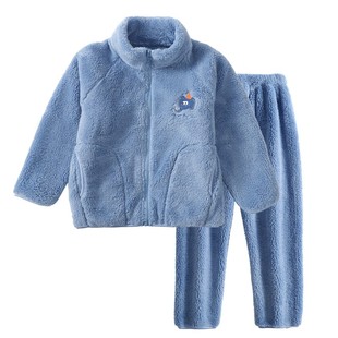 儿童舒棉绒家居服套装2025秋冬季亲子装男童加绒加厚睡衣睡裤5750