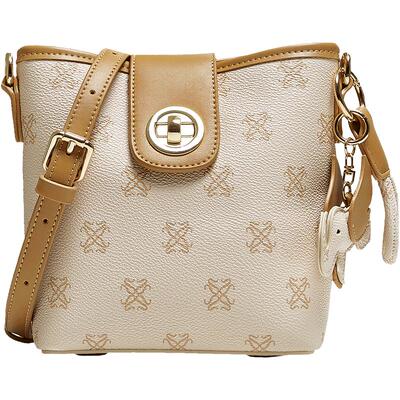 百思图复古老花水桶包斜挎