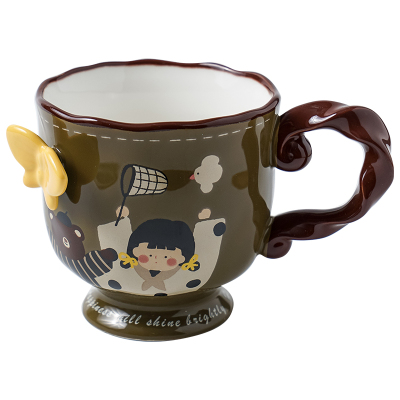 陶瓷高脚马克杯设计感小众水杯
