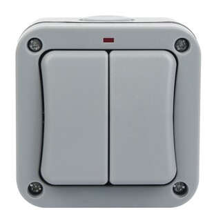 户内外双开防水开关室外花园浴室工地单双控带指示灯明装防雨IP66