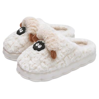 买一送一情侣棉拖鞋女款秋冬季室内加绒厚底毛拖鞋家居一对棉拖男