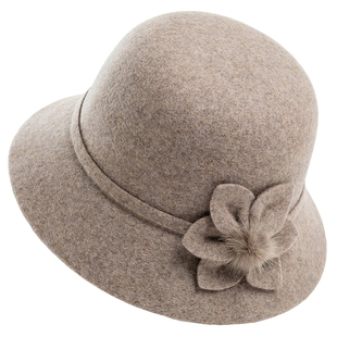 秋冬季新款女士羊毛呢渔夫帽中老年人妈妈洋气加厚保暖老人奶奶帽