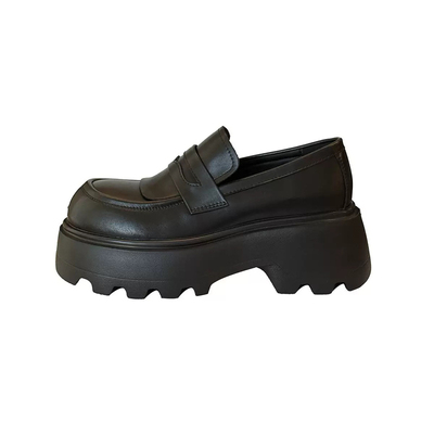 7cm超轻厚底全牛皮开口笑乐福鞋